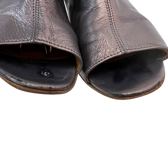 Alberto Fermani Solara crinkled leather booties metallic pewter boots size 9 39 - Picture 9 of 12